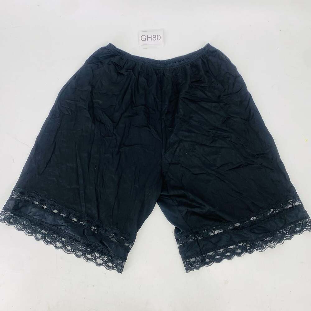 Vintage Deena Bloomers Medium Black Nylon Lace Trim Tap Shorts Made USA
